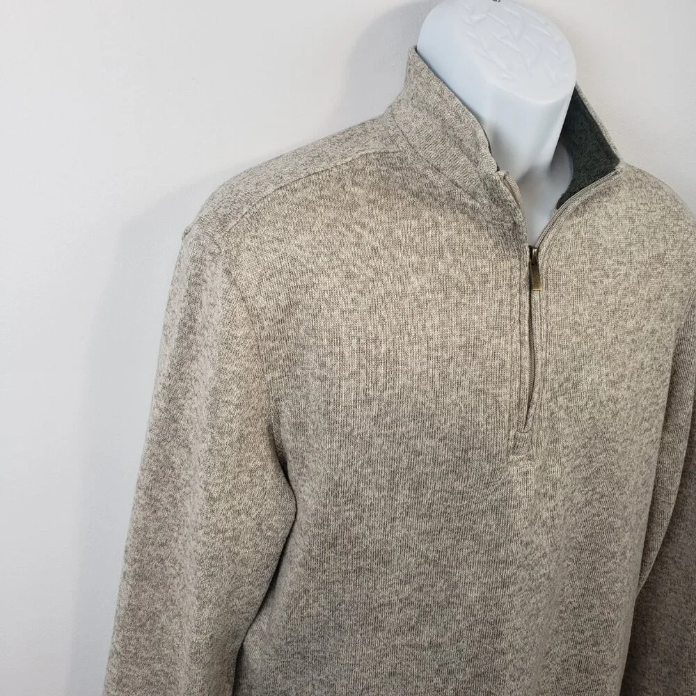 Grove & Hollow Men's Large L Zippered Pullover Sweater Long Sleeve Beige / A254